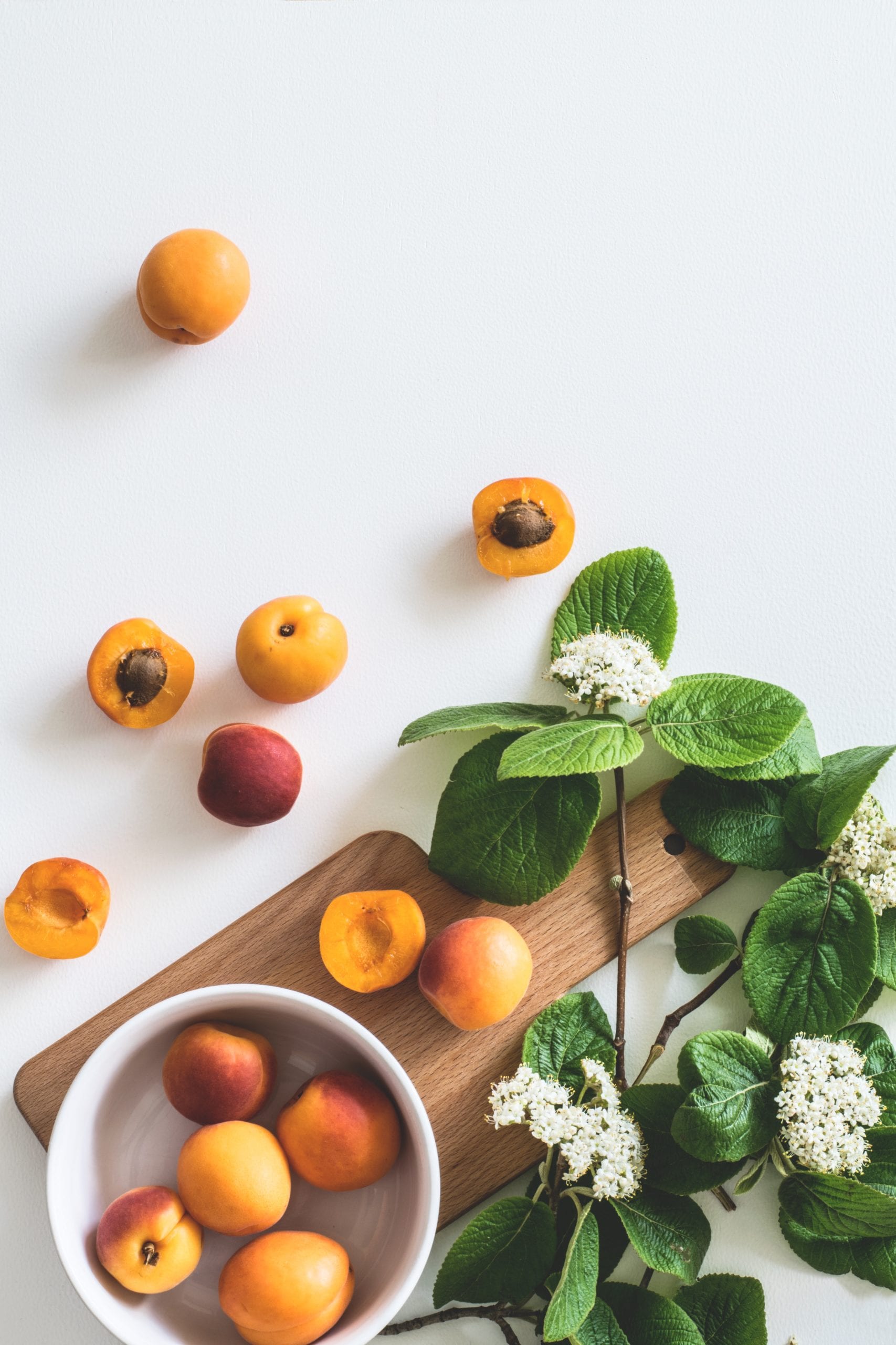 Apricots and a cutting board